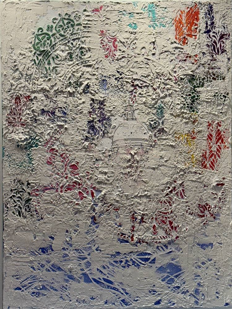 La cinquième saison — acrylique et pâte de modelage sur toile de Delara Ahmadi Darani
